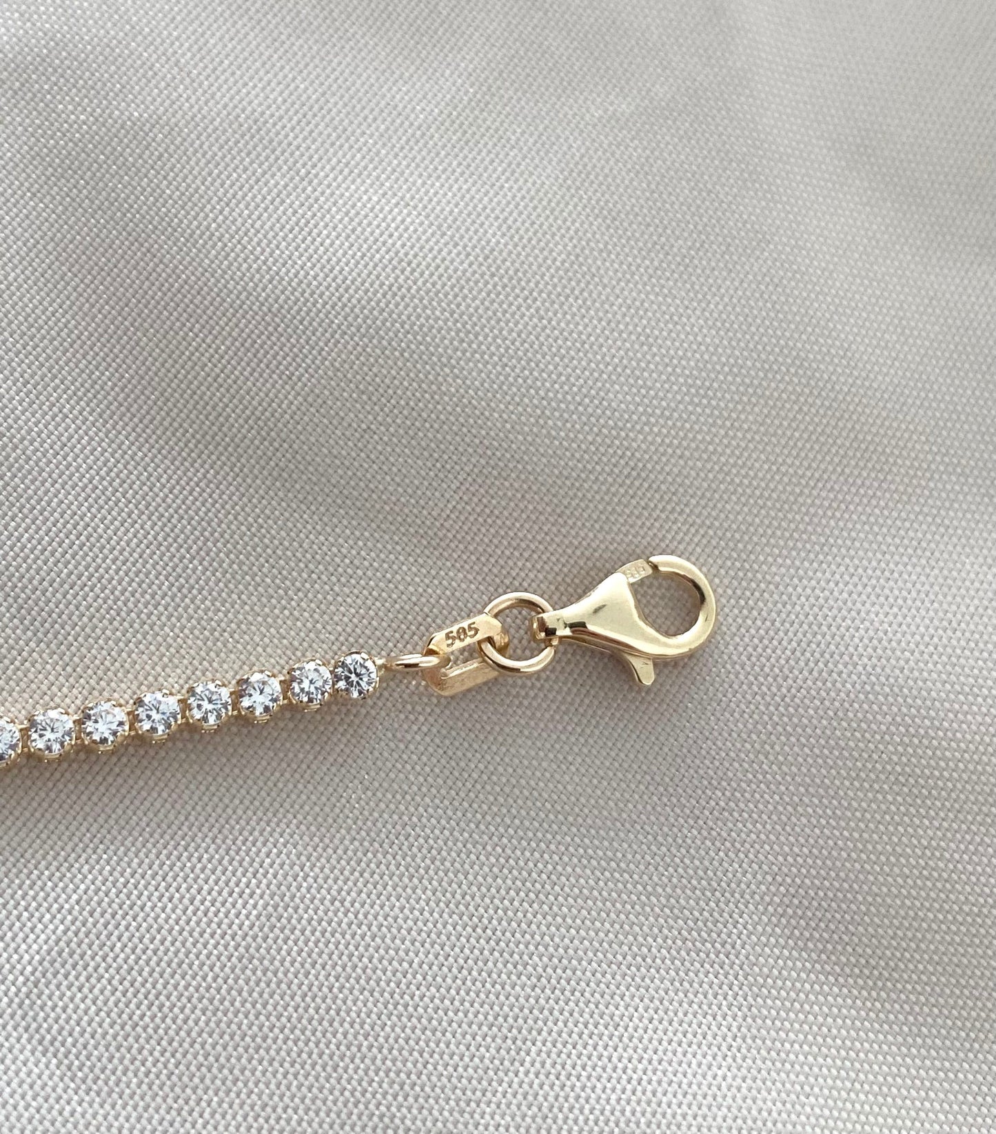14k Tennis Bracelet, Solid Gold CZ Tennis Bracelet, Diamond Bracelet, 14k Gold Bracelet, Gold Jewelry, Minimalist Bracelet, Gift for her