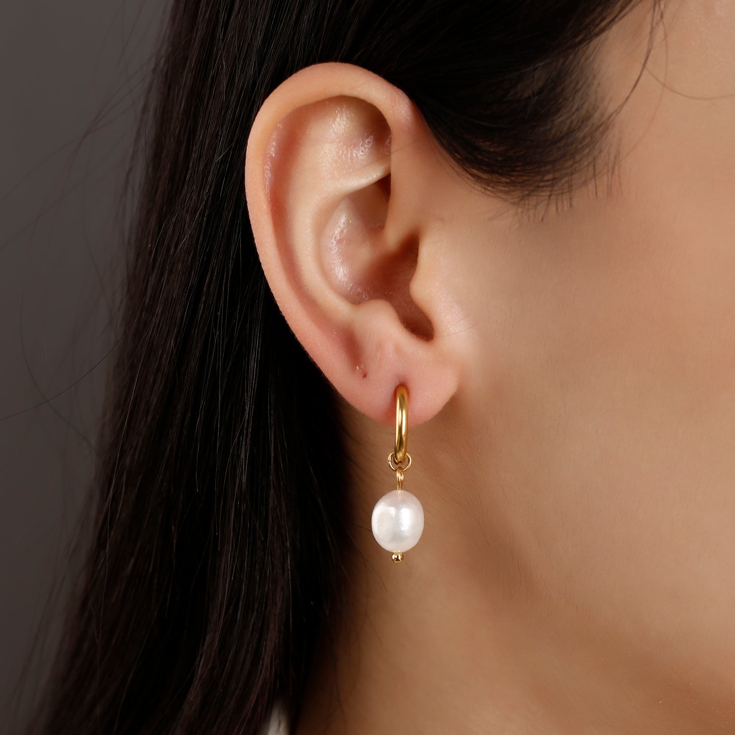 Dainty Pearl Hoop Earrings