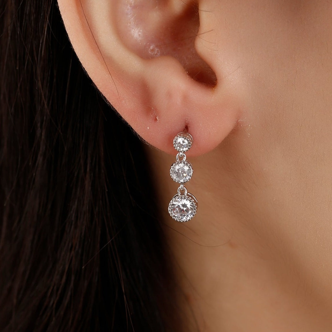 Dangle Cz Diamond Earrings