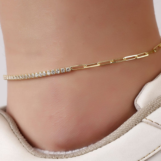 Half Tennis Link Chain Anklet