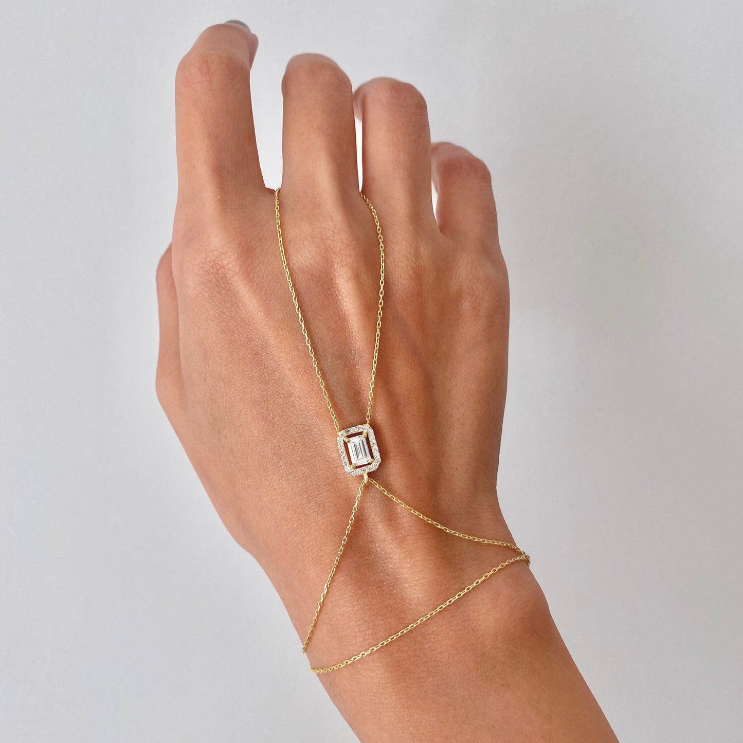 Baguette Style Hand Chain