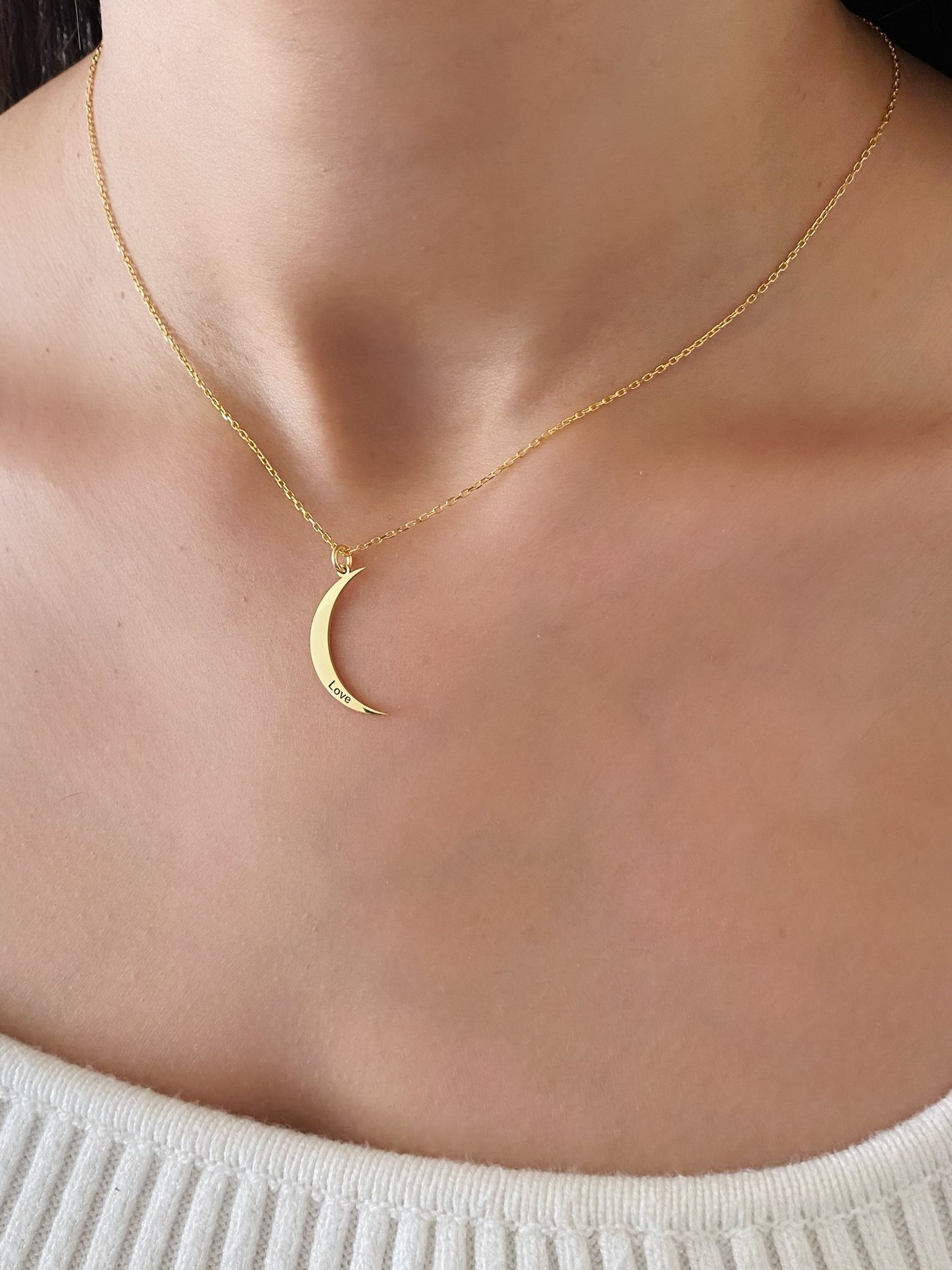 Custom Crescent Moon Necklace