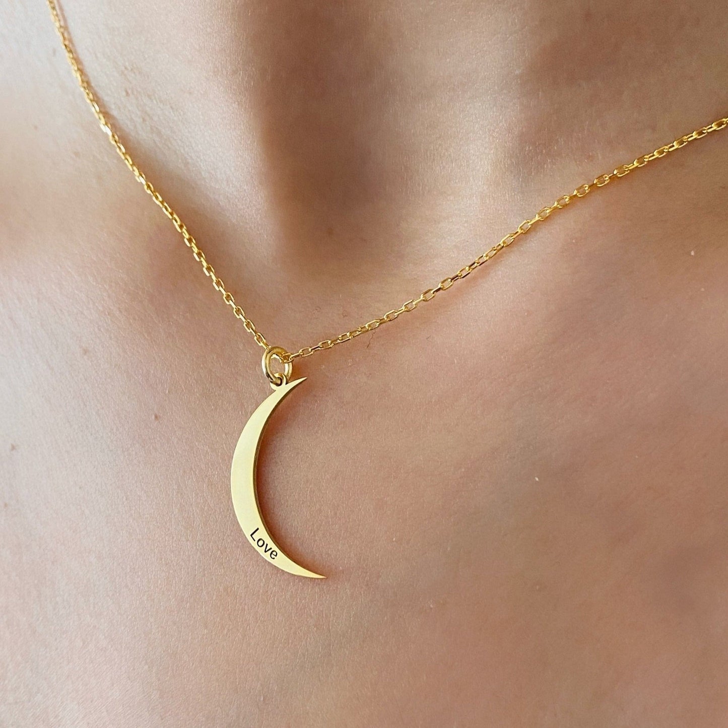 Custom Crescent Moon Necklace