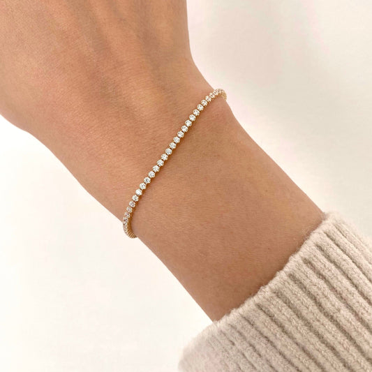 14k Tennis Bracelet, Solid Gold CZ Tennis Bracelet, Diamond Bracelet,  14k Gold Bracelet, Gold Jewelry, Minimalist Bracelet, Gift for her