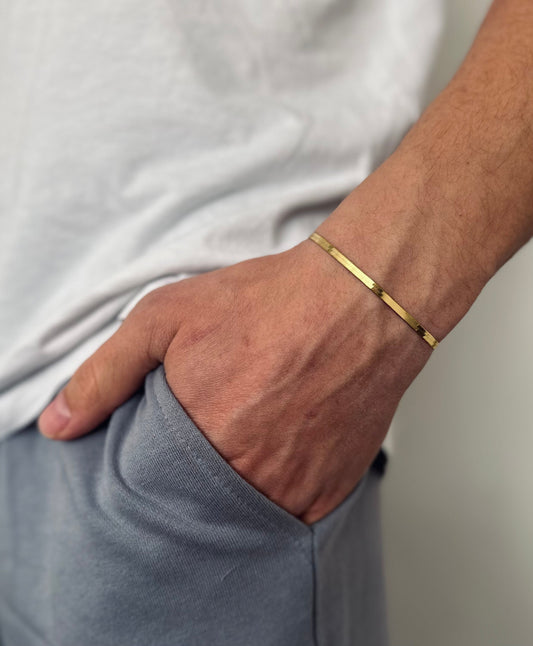 Sterling Silver Engraved Herringbone Bracelet