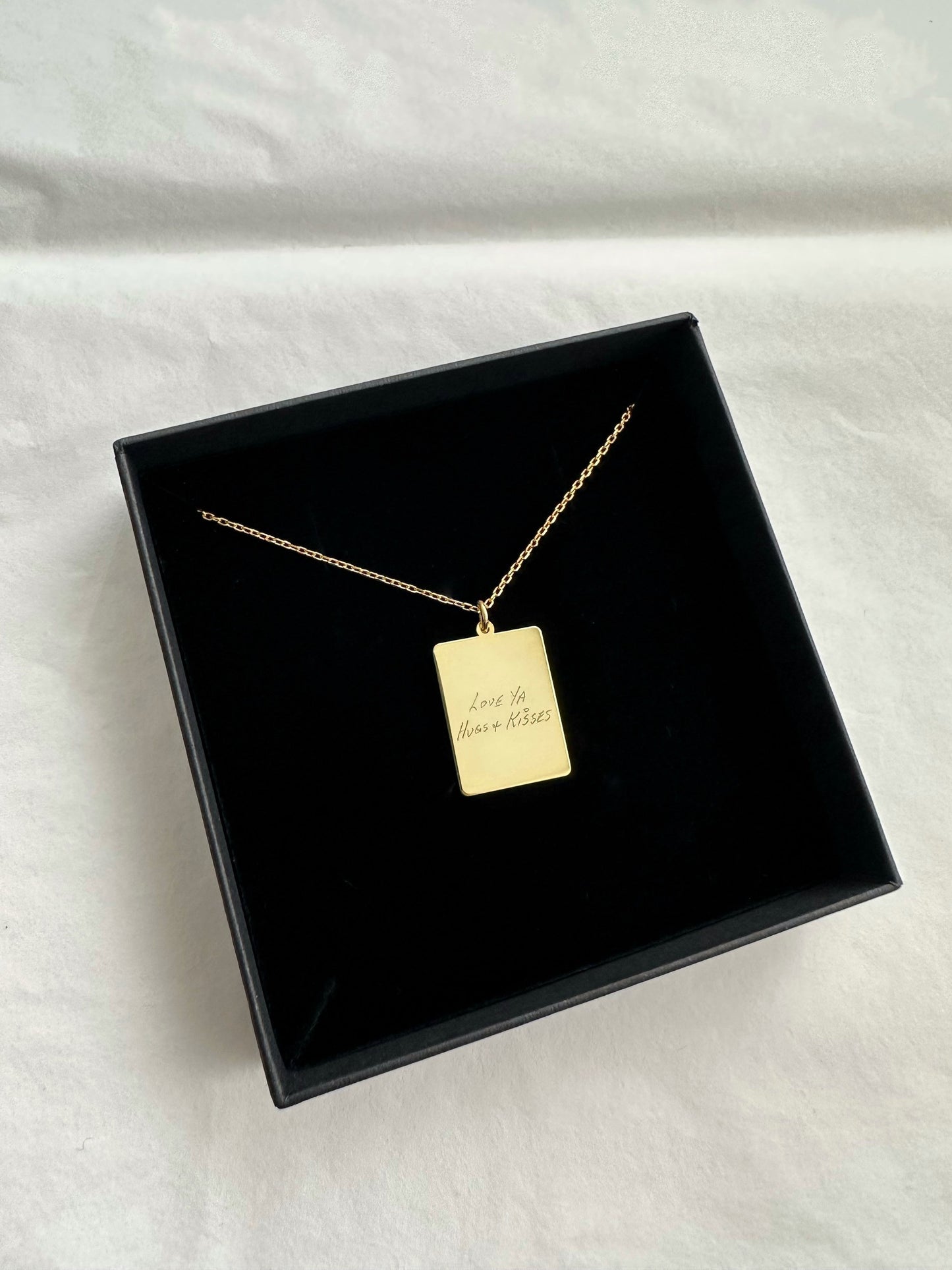 Custom Handwriting Necklace, Memory Pendant, Actual Handwriting Pendant, 14k Gold Engraved Pendant, Personalized Signature Jewelry